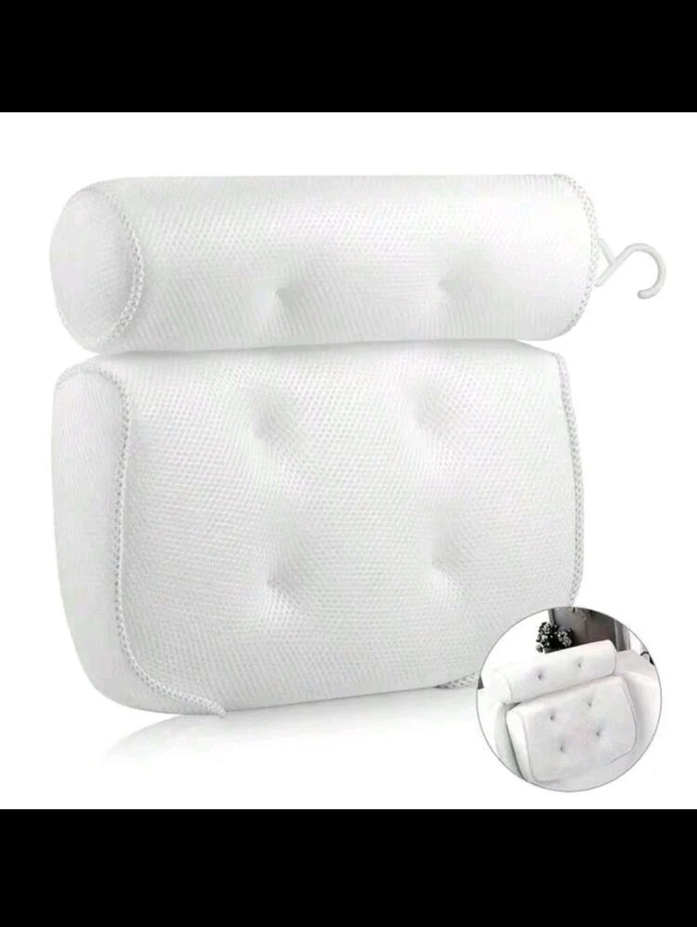 White Bath Pillow with Neck Roll - Home Bath